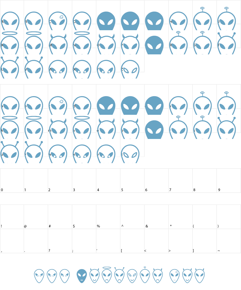Alien faces St Font Character